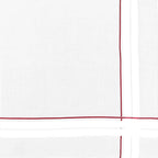 Variante rossa - Sangallo - fazzoletto di cotone da uomo con incroci di spesse righe di raso e righe colorate e Orlo a Mano