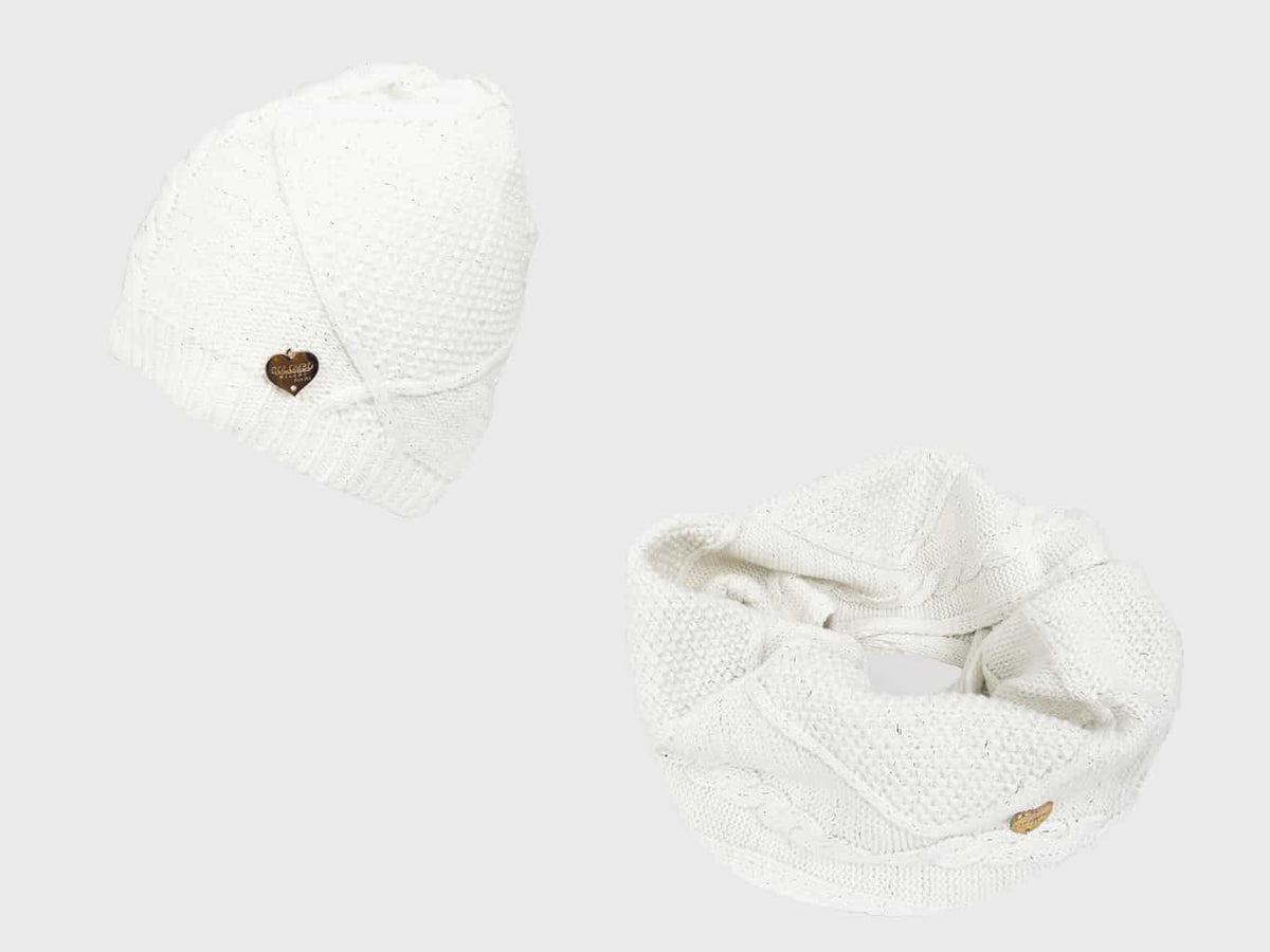 Panna - Set donna cappello e sciarpa lavorati a trecce con lurex