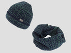 Verde - set cappello e sciarpa uomo jacquard con motivi geometrici