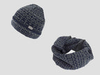 Blu - set cappello e sciarpa uomo jacquard con motivi geometrici