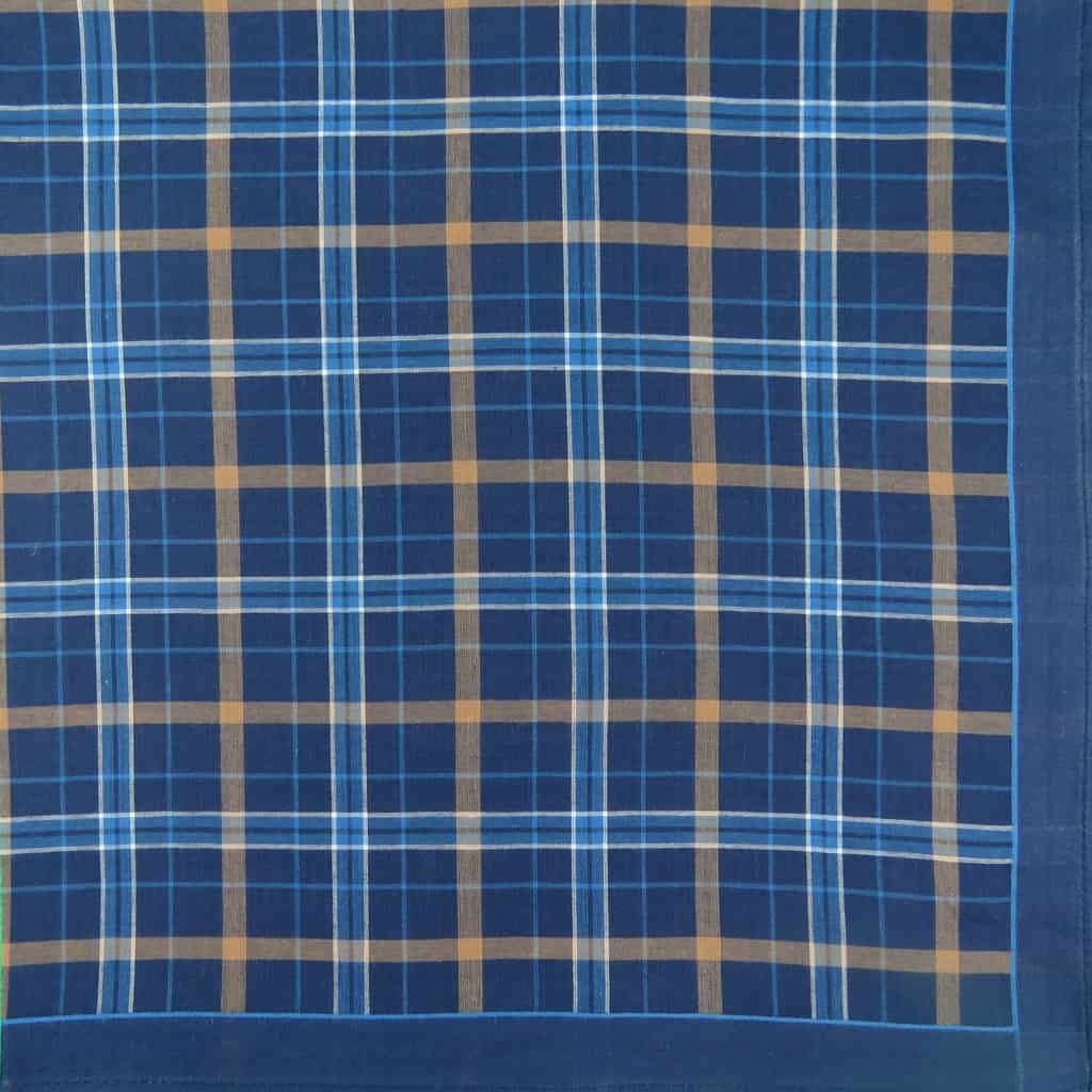 Variante blu - fazzoletto di cotone scozzese da uomo con fantasia rigata