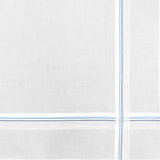 Variante blu - fazzoletto di cotone da uomo bianco con sottili righe di raso incrociate