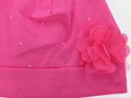 Dettaglio - Katy - Berretto neonata in cotone con strass e fiore in organza