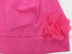 Dettaglio - Katy - Berretto neonata in cotone con strass e fiore in organza