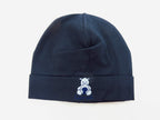 Blu - Teddy - Berretto neonato in cotone con orsetto ricamato