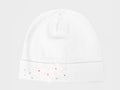 Bianco - Emily - Berretto neonata in cotone con strass e fiori in pizzo