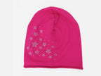 Fucsia - Mary- Berretto bimba in cotone con stelle strass