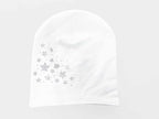 Bianco - Mary- Berretto bimba in cotone con stelle strass
