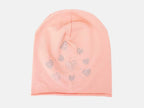 Rosa - Linda - berretto bimba misto cotone con cuori di strass