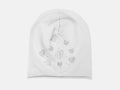 Bianco - Linda - berretto bimba misto cotone con cuori di strass