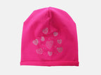 Fucsia - Linda - berretto bimba misto cotone con cuori di strass