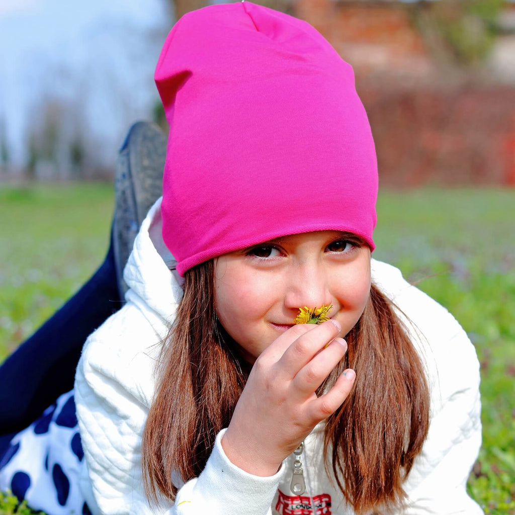 Berretto bimba in misto cotone - fucsia