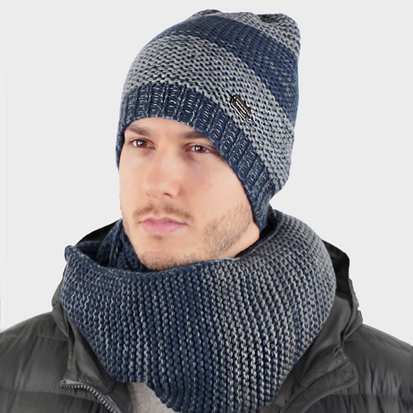 Sciarpa ad anello bicolore morbida - blu