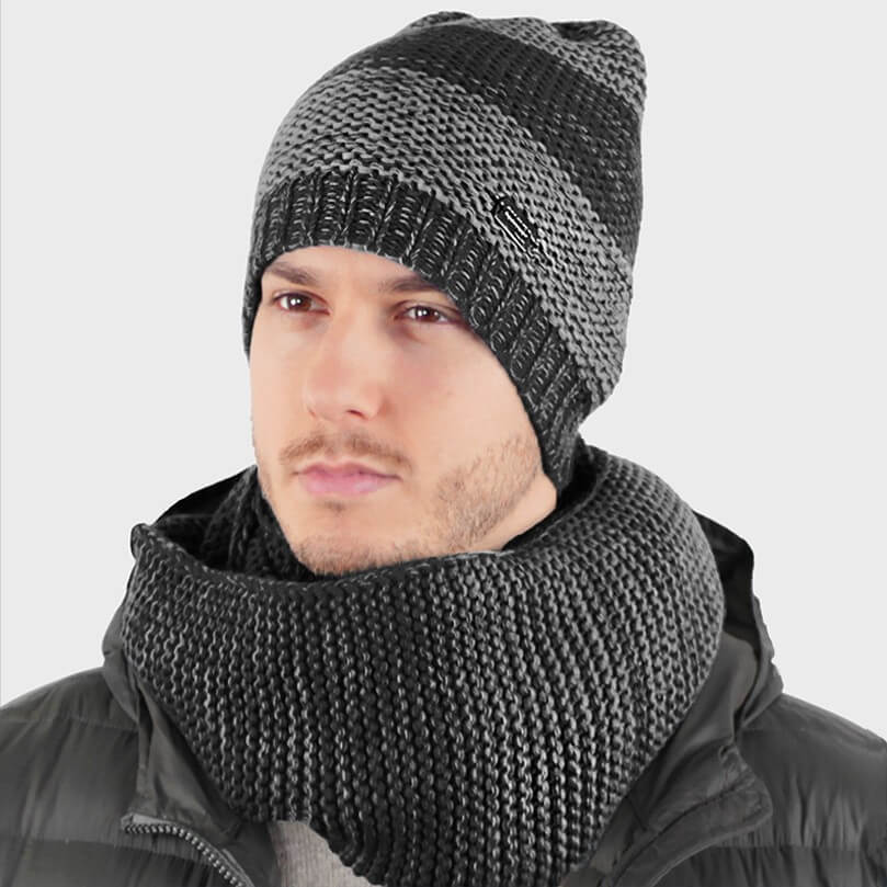 Set di cappello e sciarpa morbidi bicolore