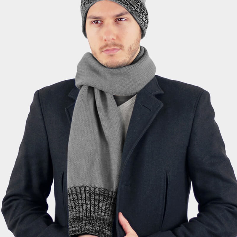 Sciarpa da uomo con bordi sale e pepe - Colombo Milano 1911 grigio