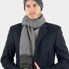 Sciarpa da uomo con bordi sale e pepe - Colombo Milano 1911 grigio