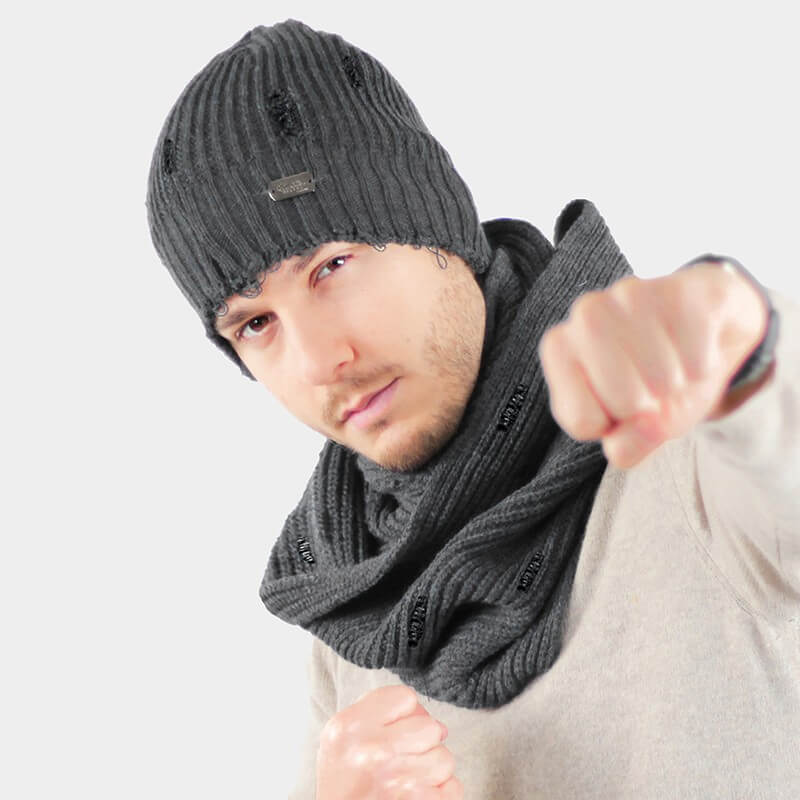 Cappello da uomo con strappi - Colombo Milano 1911 - colore antracite