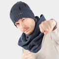 completo di cappello e sciarpa da uomo con strappi - Colombo Milano 1911 - colore blu