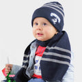 Cappello e sciarpa a righe con stampa Free Style - blu