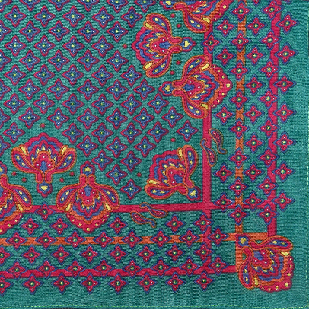 Variante verde - King - fazzoletto di cotone da uomo con fantasia floreale
