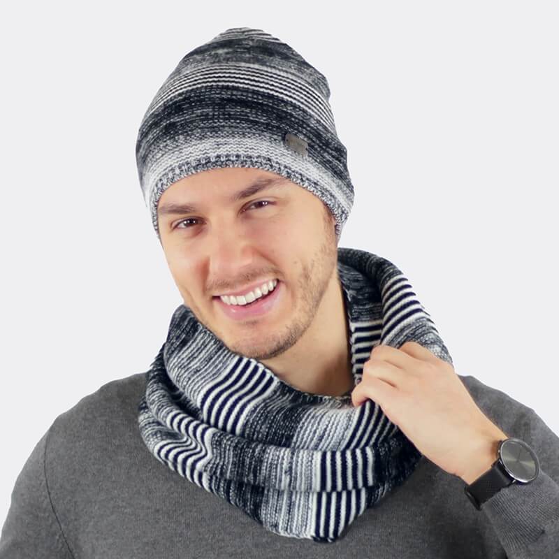 Cappello da uomo rigato ultra-morbido blu - Colombo Milano 1911