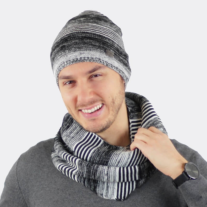 Cappello da uomo rigato ultra-morbido nero - Colombo Milano 1911