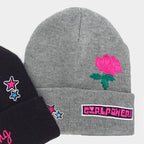 Cappello "beanie" con scritte e ricami - Colombo Milano 1911 - Girl power grigio