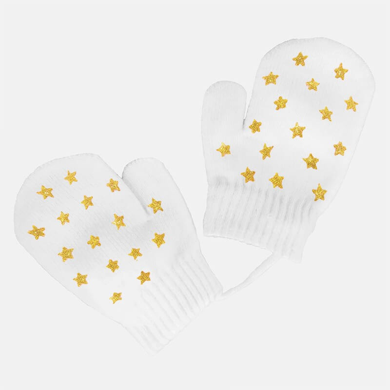 Muffole da neonata con stelle glitter - panna