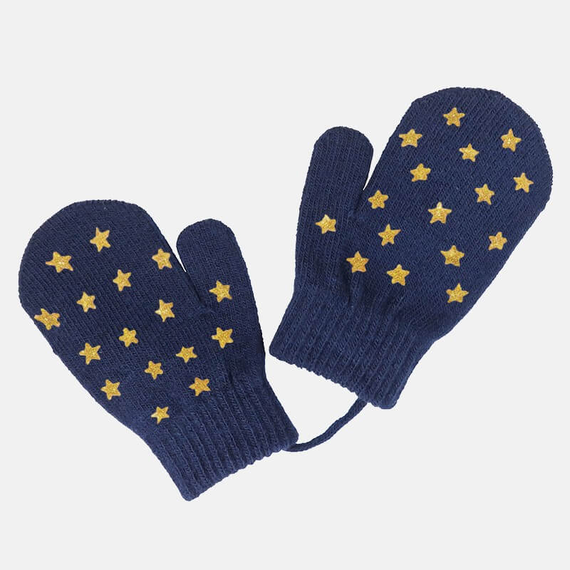 Muffole da neonata con stelle glitter - blu