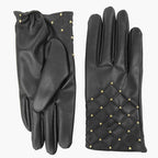 Guanti da donna in ecopelle con borchiette oro Colombo Milano 1911