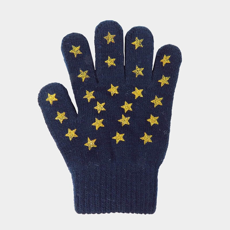 Guanti da bimba blu con stampa glitter a stelle - Colombo Milano 1911