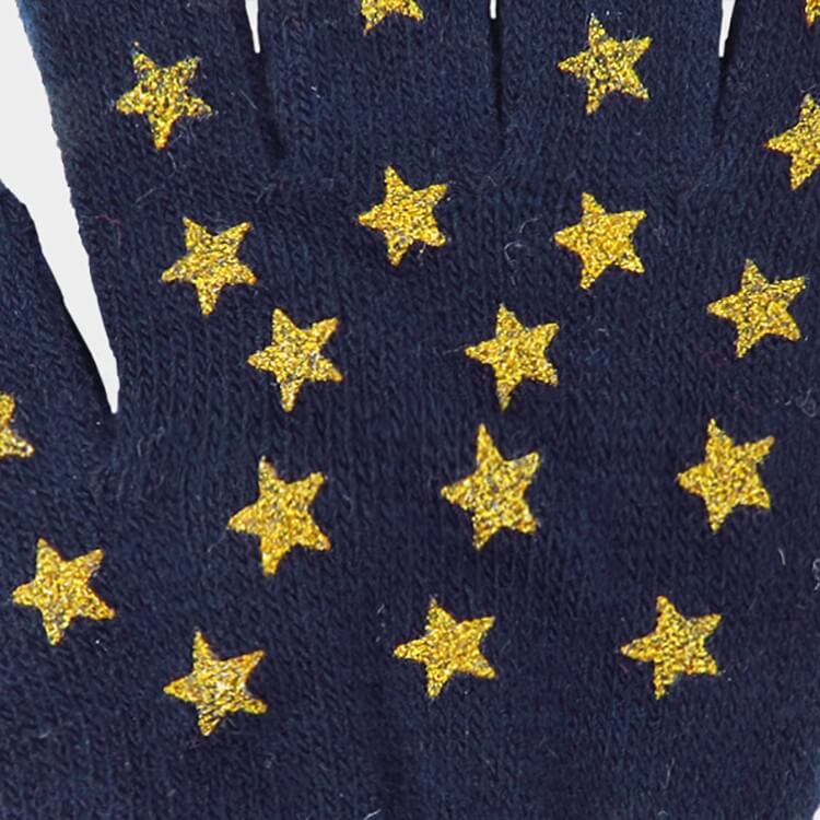 Guanti da bimba con stampa glitter a stelle blu dettaglio - Colombo Milano 1911