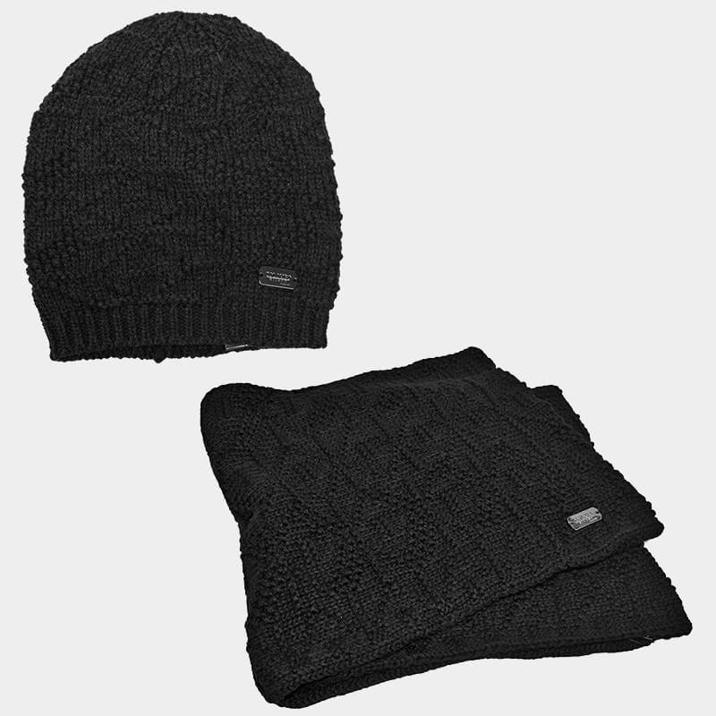 Cappello e sciarpa con lavorazione a stelle in rilievo - Colombo Milano 1911 nero