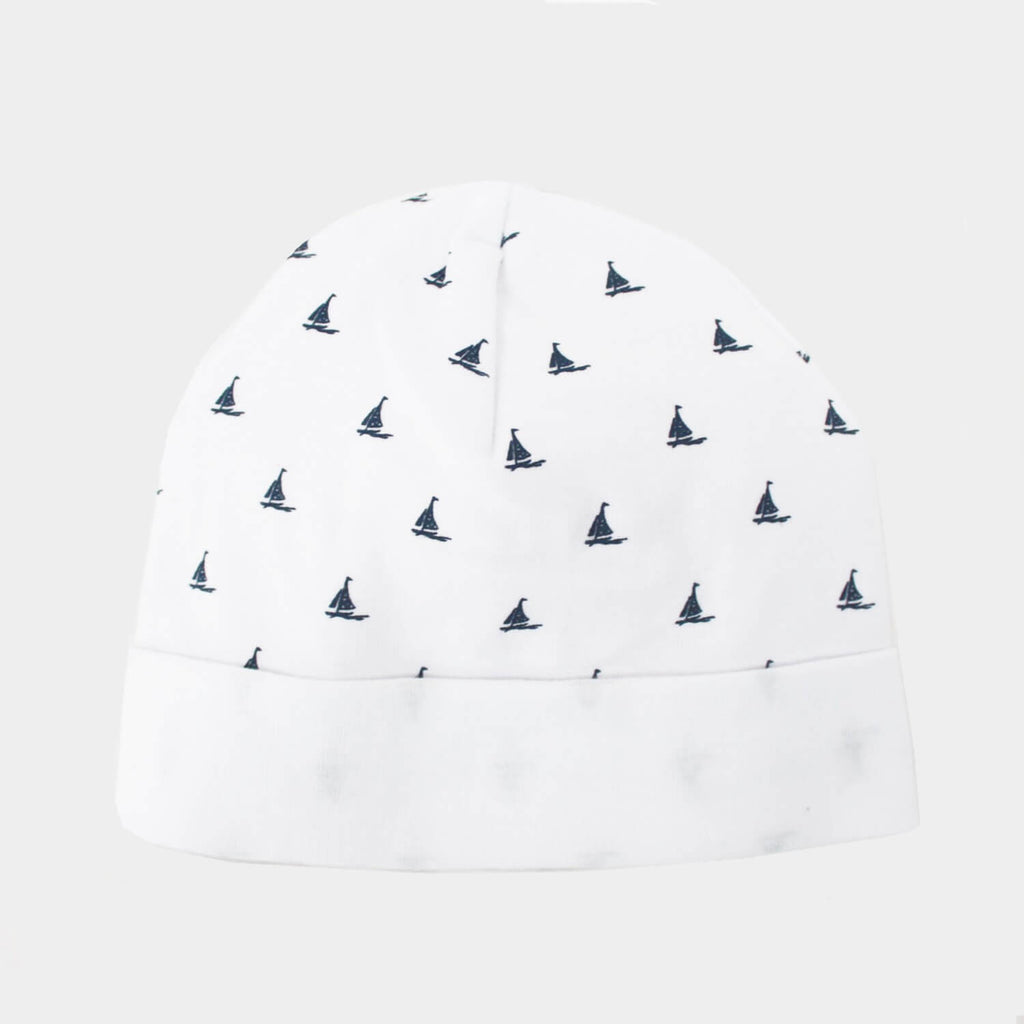 Sailing - berretto neonato bianco con barchette