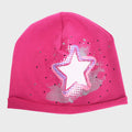 Fucsia Rockstar - cappello bimba (6-12 A) misto cotone con stella e strass