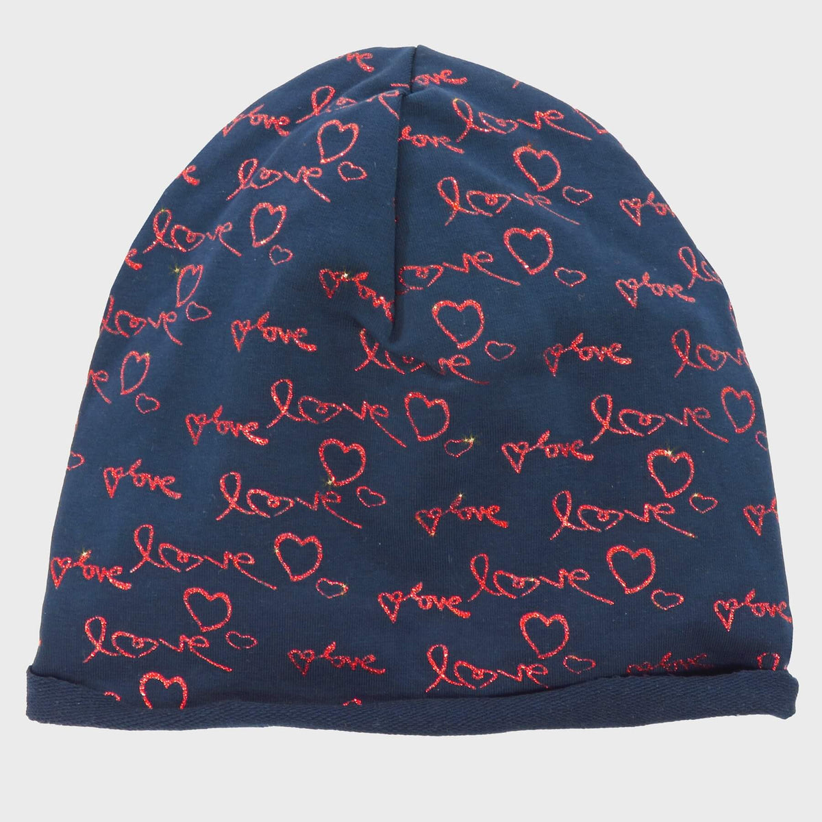 Blu - Love - berretto bambina con stampa glitter