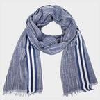 Sciarpa leggera - pashmina effetto jeans con riga in scatola regalo - denim
