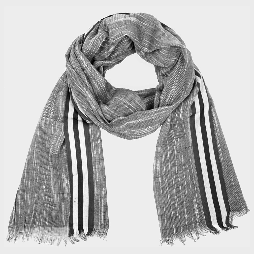 Sciarpa leggera - pashmina effetto jeans con riga in scatola regalo - grigio