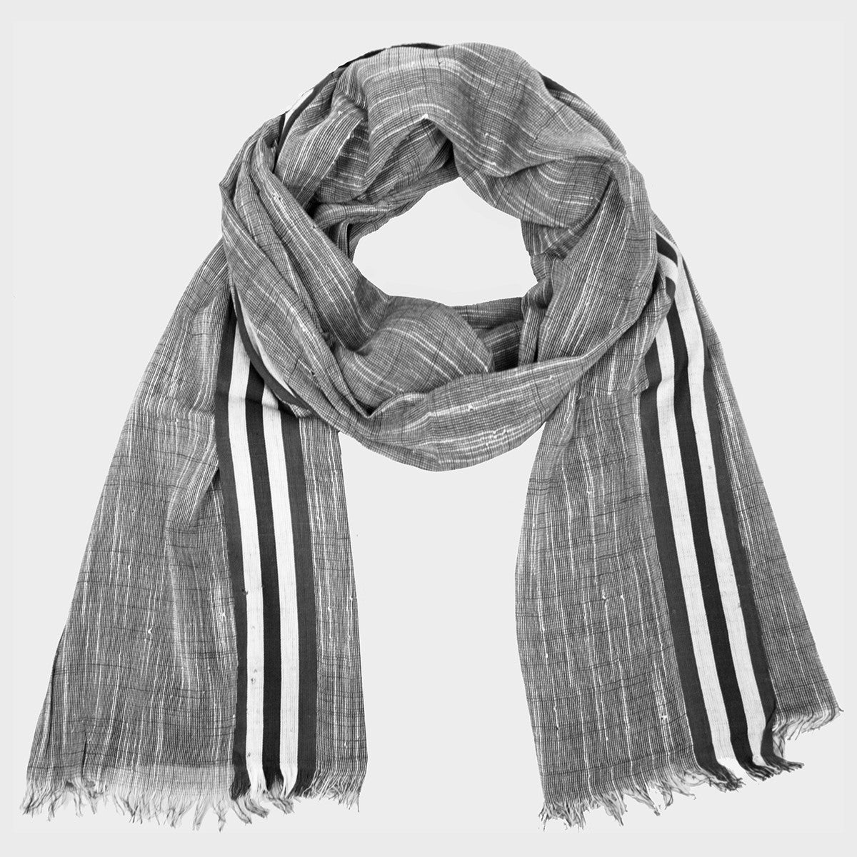 Sciarpa leggera - pashmina effetto jeans con riga in scatola regalo - grigio
