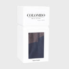 Scatola -morbida pashmina spigata a righe - blu e fango