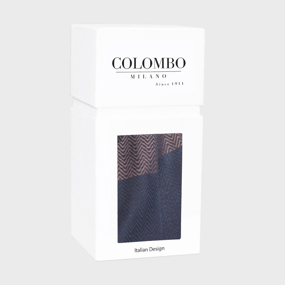 Scatola -morbida pashmina spigata a righe - blu e fango