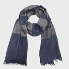 Sciarpa leggera -morbida pashmina spigata a righe - blu e grigio