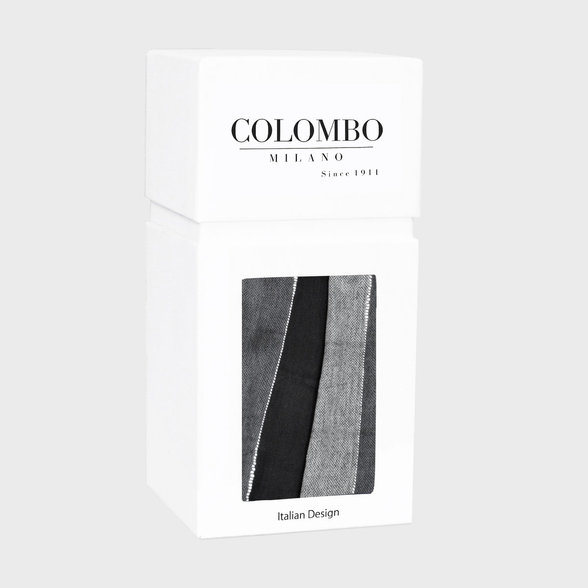 Scatola -morbida pashmina righe più colori - nero e grigio
