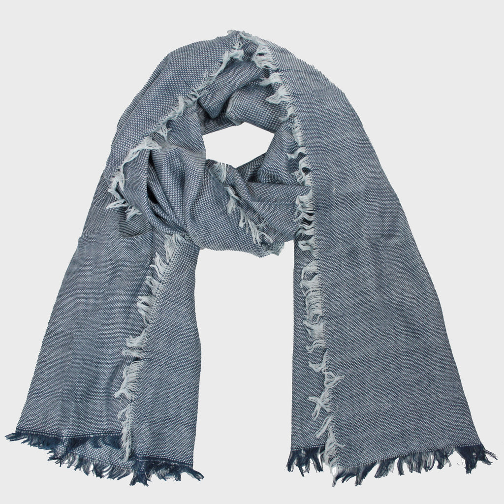 Sciarpa leggera -pashmina casual con frange quattro lati - denim