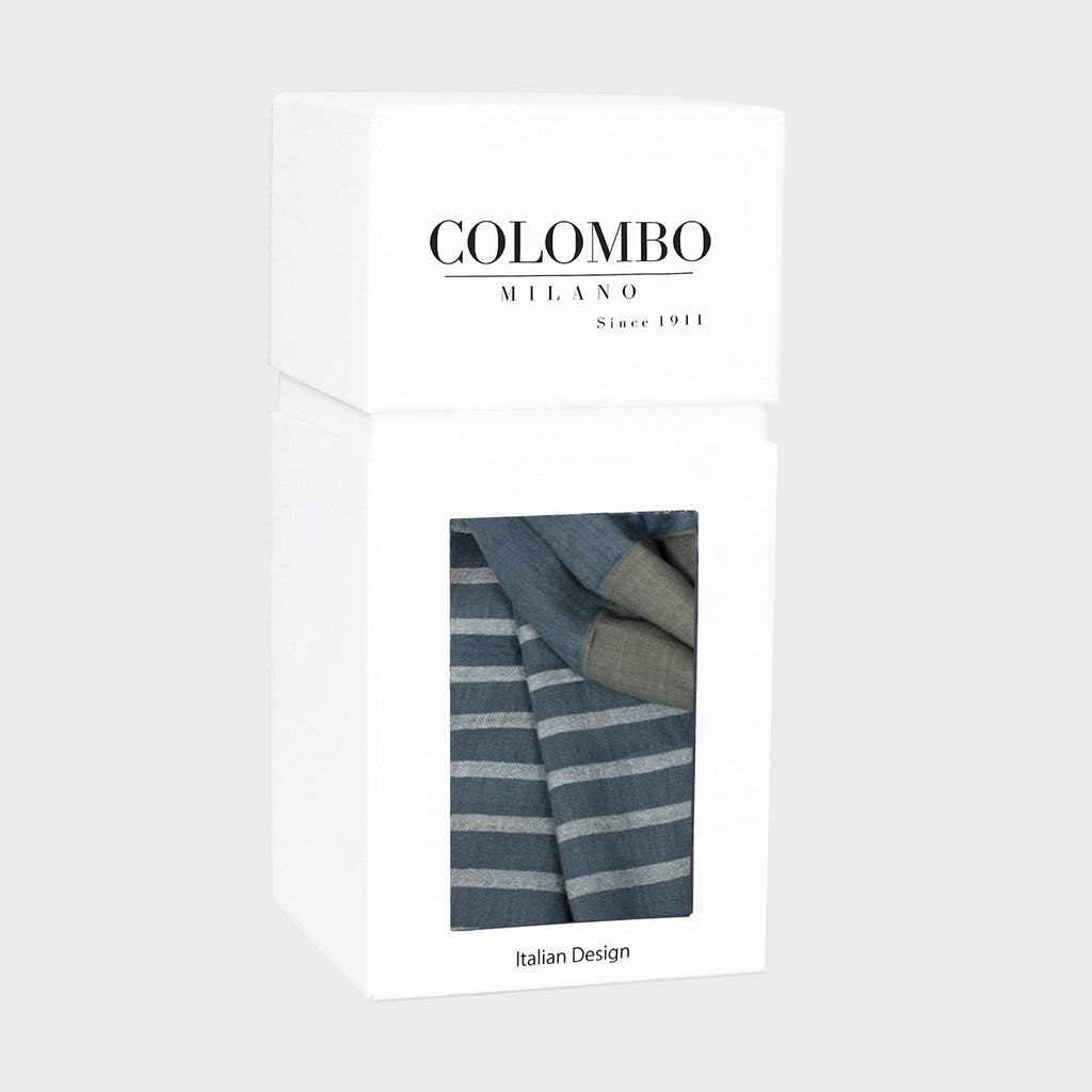 Scatola regalo - pashmina rigata da un lato e bicolor dall'altro