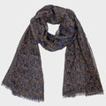 Sciarpa leggera -pashmina stampa a piccole macchie senape - blu