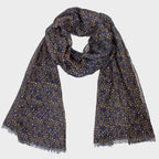 Sciarpa leggera -pashmina stampa a piccole macchie senape - blu