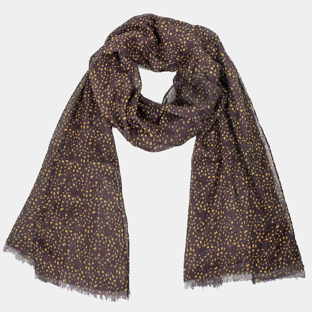 Sciarpa leggera -pashmina stampa a piccole macchie senape - marrone