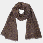 Sciarpa leggera -pashmina stampa a piccole macchie senape - marrone