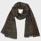 Sciarpa leggera -pashmina stampa a piccole macchie senape - nero